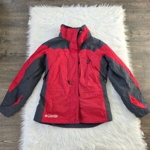 Columbia Red and Dark Gray 2 In One Outdoor Ski Women's Jacket Jacket Size M